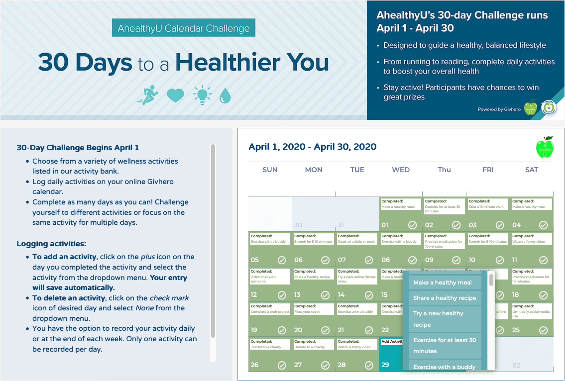 3 Takeaways from our “30 Days of Wellness Challenge” with American University Calender