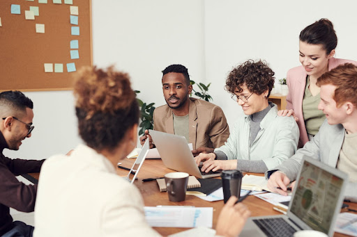 Employees in a meeting